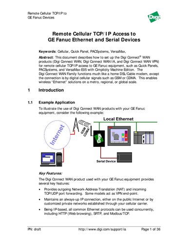 Accès à distance par TCP/IP cellulaire aux dispositifs Ethernet et série de GE Fanuc 