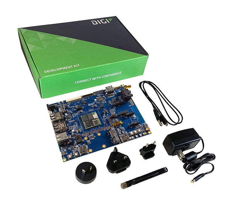 Digi ConnectCore Kit de développement MP157 avec carte de développement et Digi ConnectCore MP157 dual 512 MB/512 MB wireless SOM
