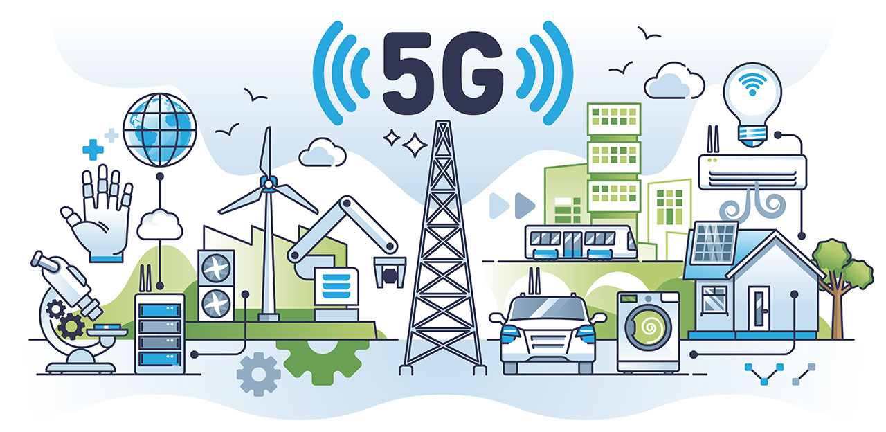 Infographie sur la ville intelligente et l'industrie 5G