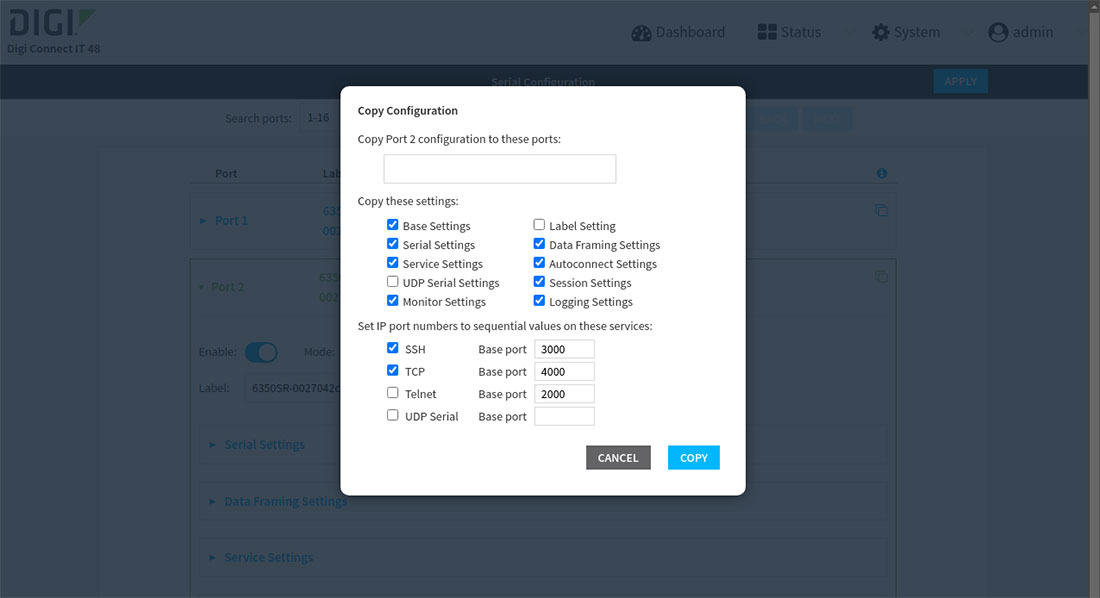 Copier la configuration