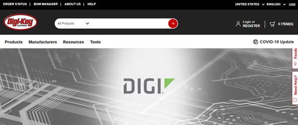 Page produit Digi sur Digi-Key