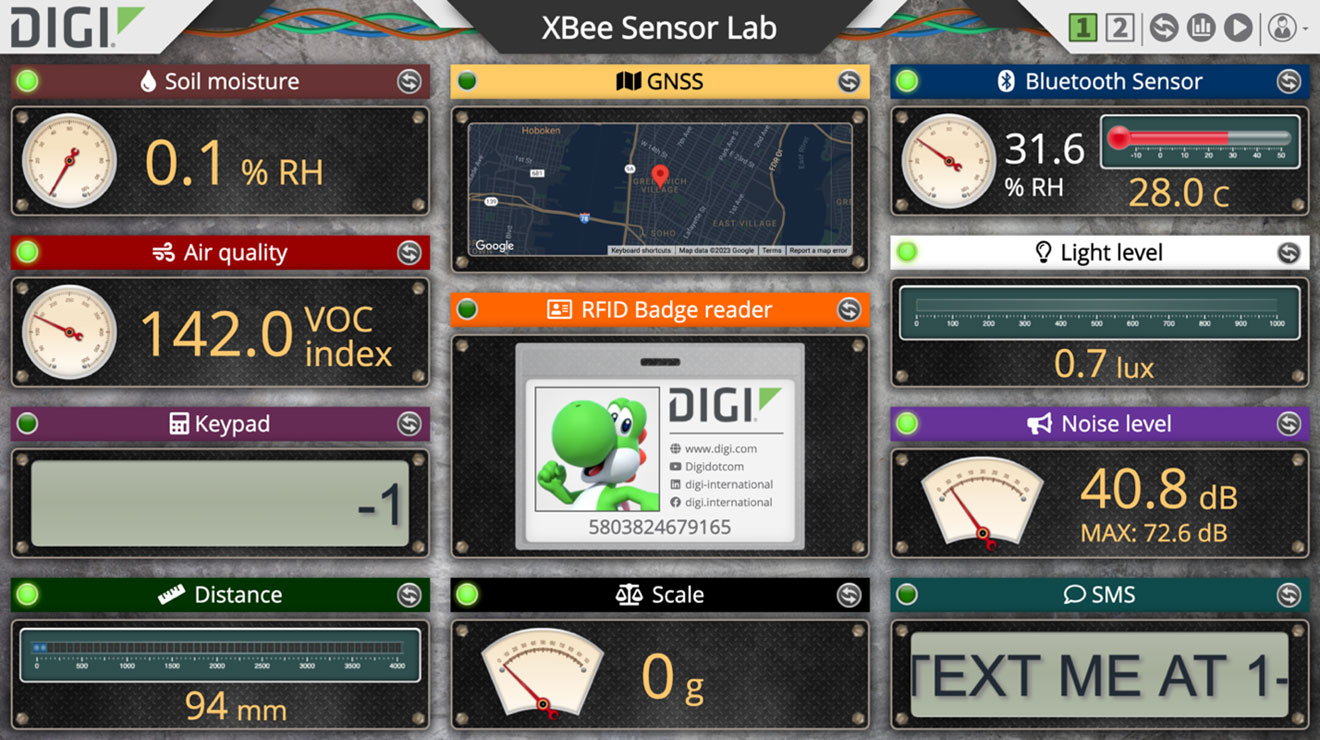 Digi XBee Tableau de bord Sensor Lab