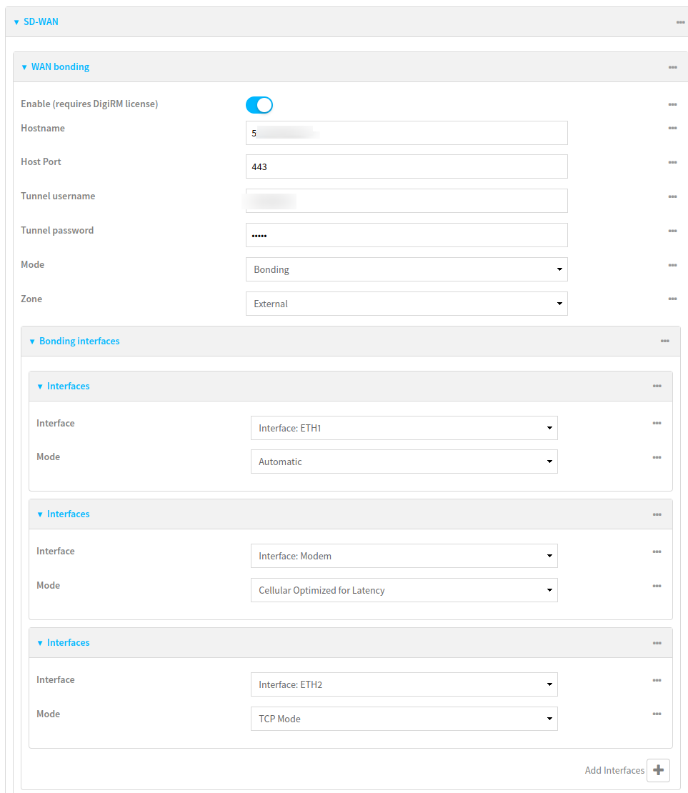 Interface Digi WAN Bonding