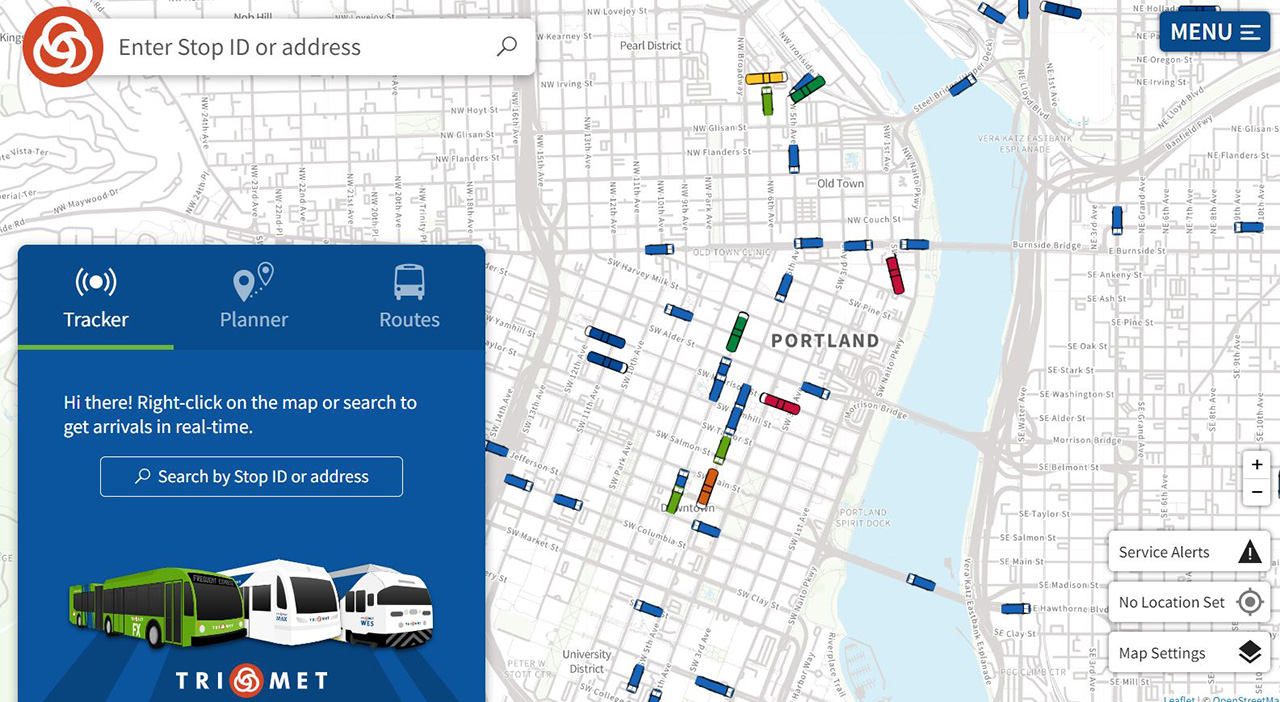 Carte des bus urbains TriMet en temps réel