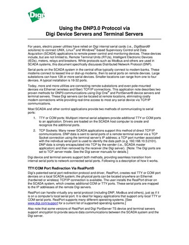 Utilisation du protocole DNP3.0 via les Device Servers et les Terminal Servers Digi 