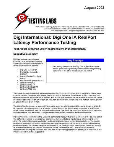 Digi International : Test de performance sur la latence du Digi One IA RealPort