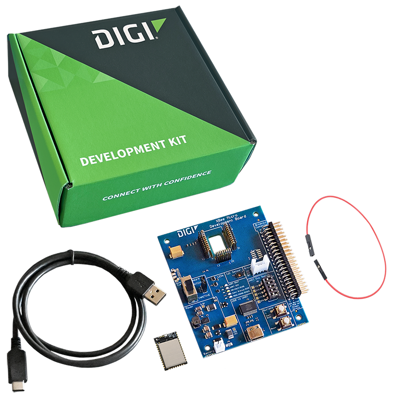 Kit Digi XBee avec carte de circuit imprimé, câble USB, fil d'antenne et module