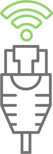 Connecteur Ethernet surmonté d'une icône représentant un signal sans fil