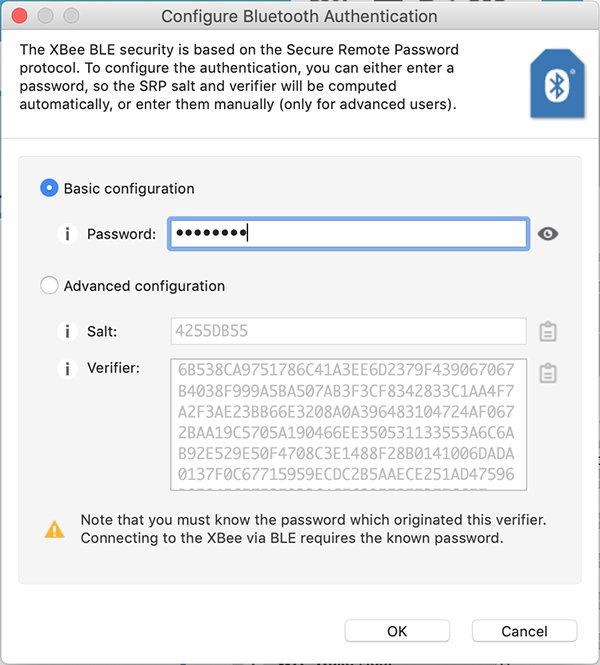 Bluetooth XCTU configurer l'authentification