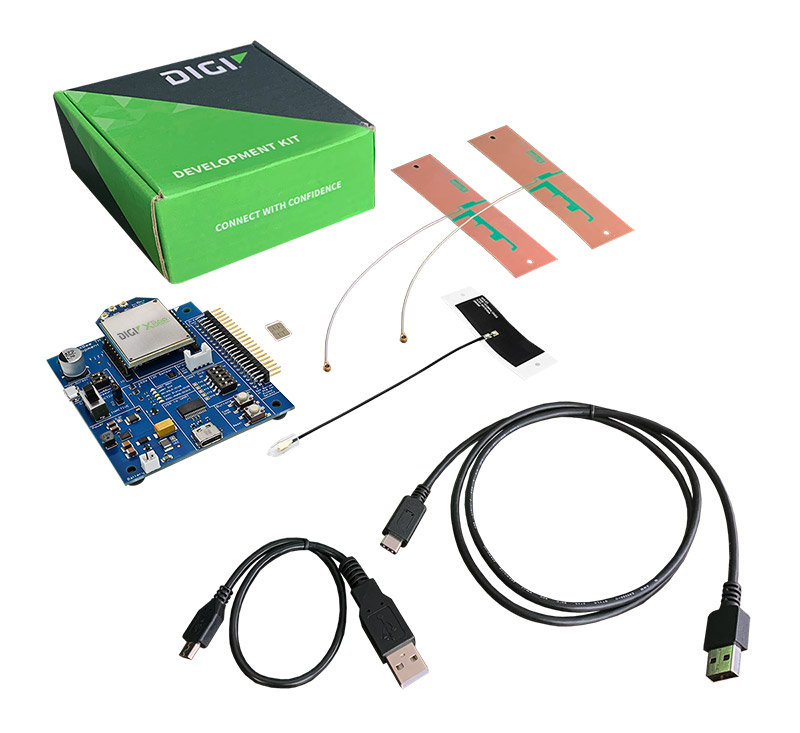 Digi XBee 3 Kit de développement Global LTE Cat 4 avec Digi XBee 3 Module Global Cat 4, antennes (2 U.FL cellulaires et 1 U.FL GNSS) et carte de développement (XBIB-CU-TH) 