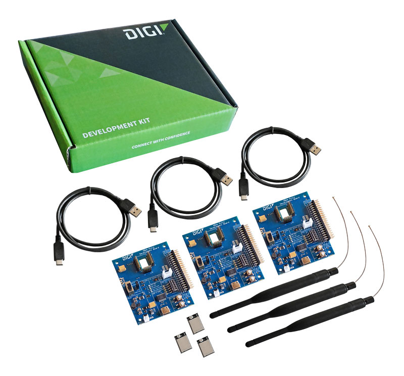 Digi XBee XR 900 Development Kit with Digi XBee XR 900 MHz MMT modules, dipole antennas with U.FL connector and Digi XBee XBIB-C Development Boards
