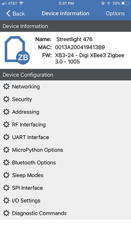 Application Mobile Digi XBee